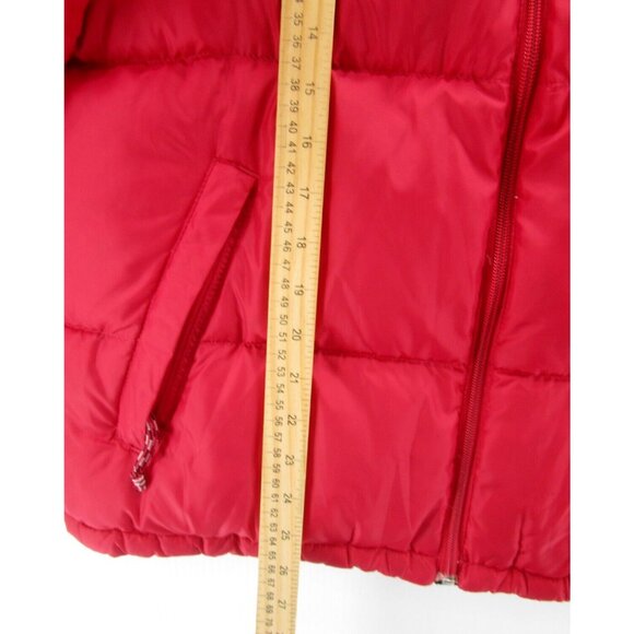 LL Bean Jacket Medium Red Goose Down Reversible Puffer Quilted * - Picture 5 of 16
